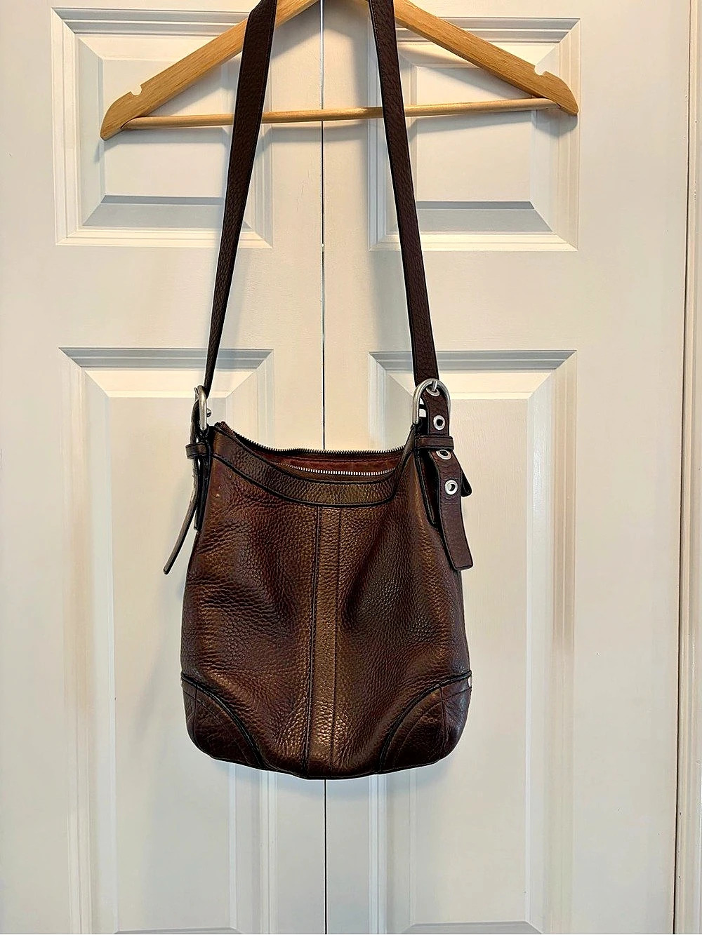 Y2K Vintage Coach Felicia brown pebbled leather Hobo Crossbody